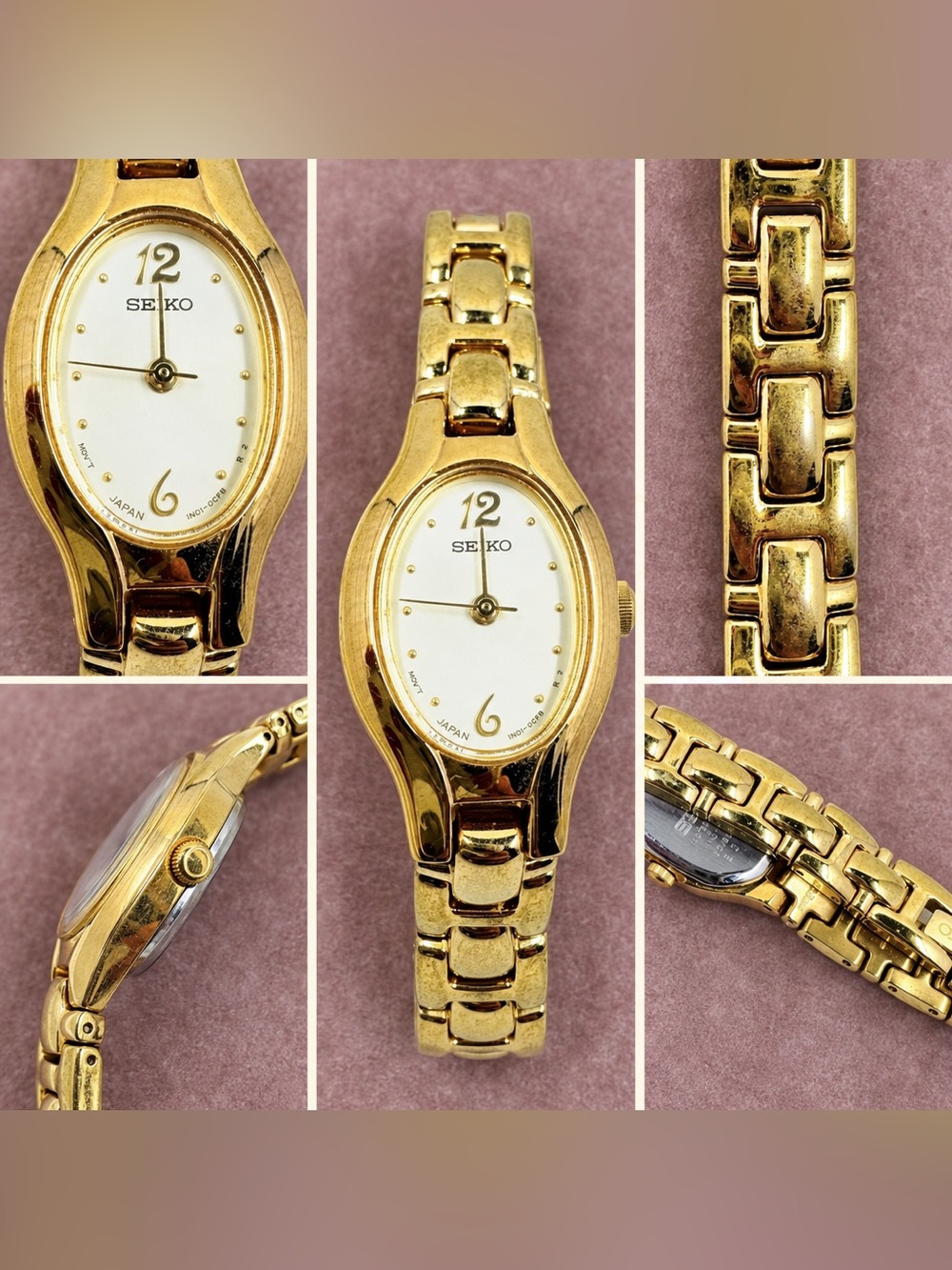 Vintage 1990s Seiko 1N01 Gold-Tone Oval Quartz Watch Japan - Picture 5 of 6